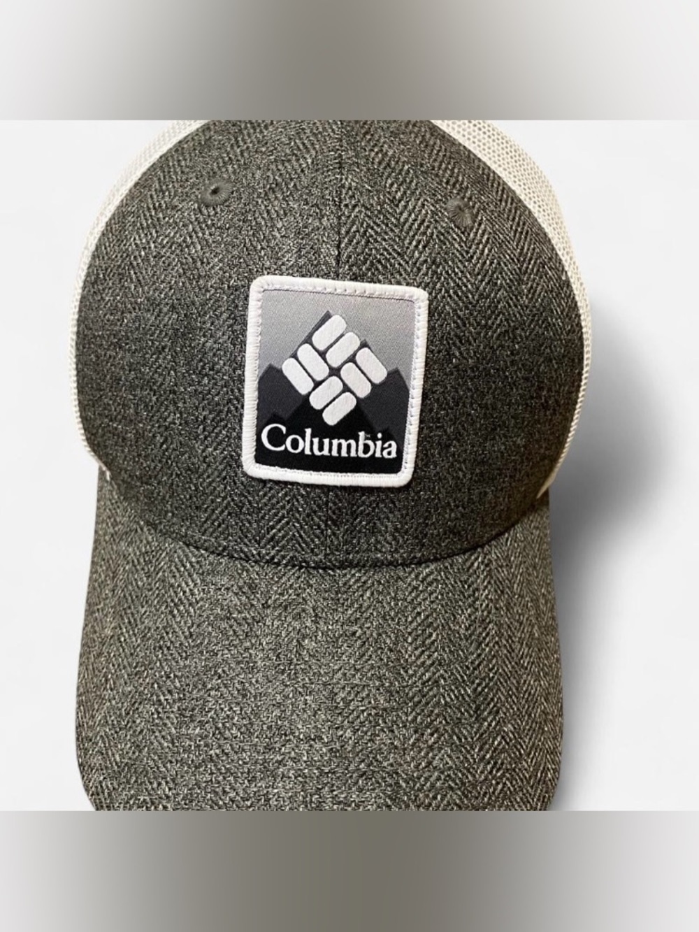 Columbia Gray Herringbone Patch Trucker Cap